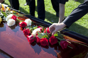 funeral with coffin